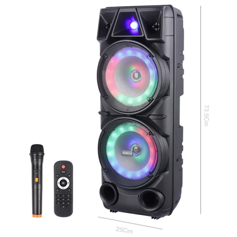 اسپیکر چمدانی بلوتوثی رم و فلش خور Sing-E ZQS8210 + میکروفون و ریموت کنترل - فروش کامپیوتر ، لوازم جانبی و صوتی تصویری در کمین